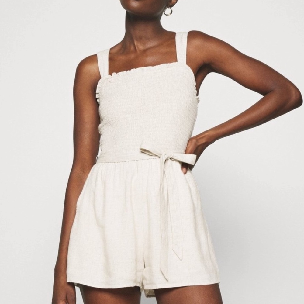 Abercrombie tan smocked romper